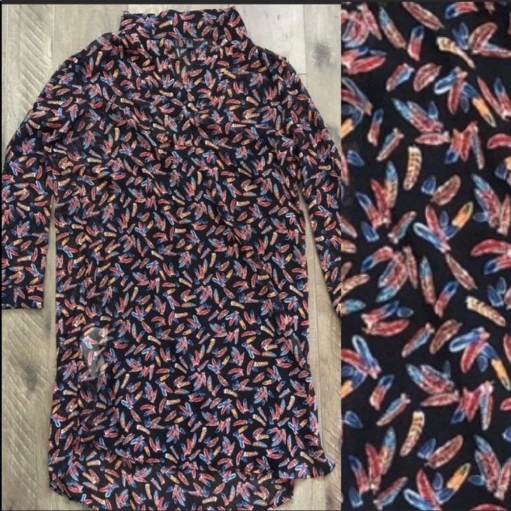 EUC Mango Casual Feather Print Dress & Slip Size 4